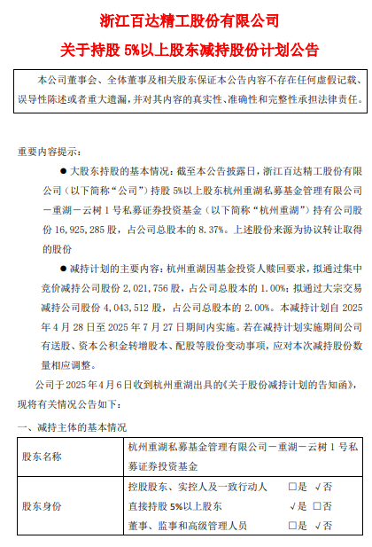股门在线 咸亨国际：股东拟合计减持不超3%公司股份