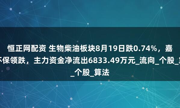 恒正网配资 生物柴油板块8月19日跌0.74%，嘉澳环保领跌，主力资金净流出6833.49万元_流向_个股_算法